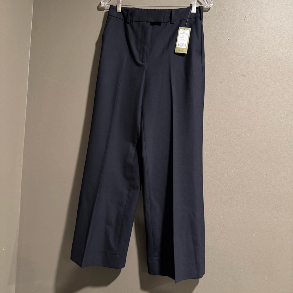 Cefinn Terence Classic Navy Wool Blend Wide-Leg Trouser Pant Size 4